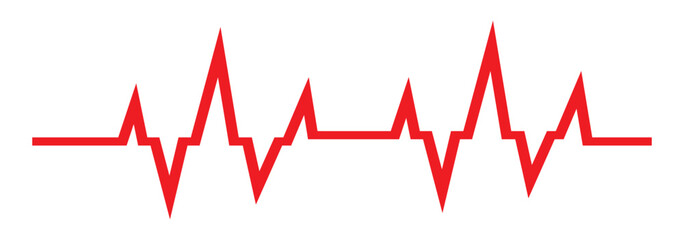 ECG, EKG cardiogram line icon. Heartbeat red line icon. Heart beat wave. Heartbeat sign in flat design. Heartbeat graph vector. vector illustration.