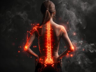 Woman suffering from Back pain. Health problems. High quality photo. Generated by AI