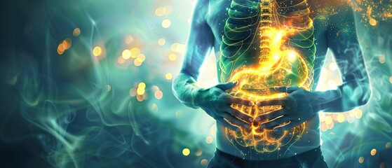 Detox Purification process sweeping through the stomach, eliminating toxins and impurities