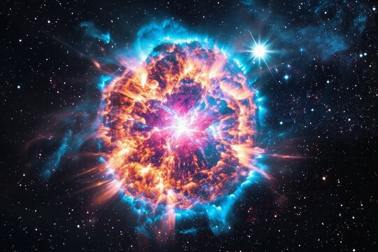 An exploding super nova in space.