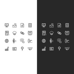 Set line icon for business black and white