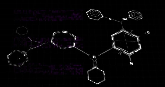 Animation of chemical formula on black background
