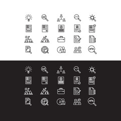 Set line icon for business black and white
