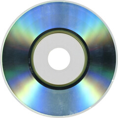 Isolated png MINI CD disk with transparent plastic details, retro vintage old cd 