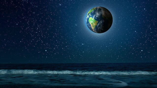 The earth rotates in the see  background. Elements of this image furnished by NASA