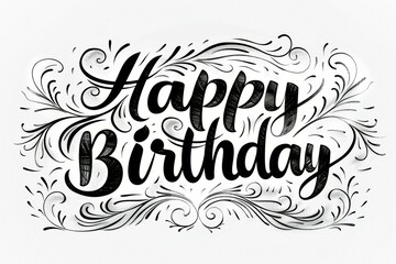 Lettering Happy Birthday. Light background with selective focus and copy space