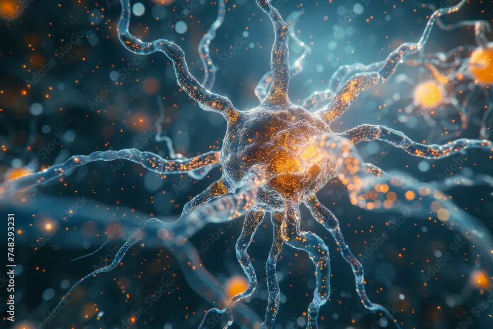 Poster nerve cell. background with selective focus and copy space