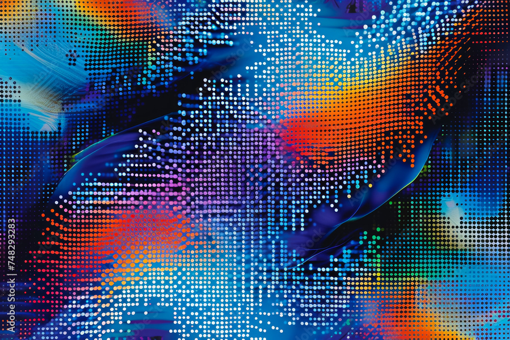 Poster abstract digital pixel concept. background with selective focus and copy space