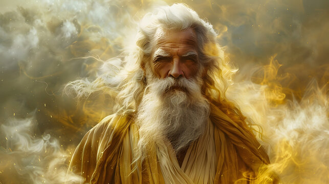 full body potrait of Enoch, the man who walked with God in the bible and the grandfather of Noah with a mediteranean skin tone