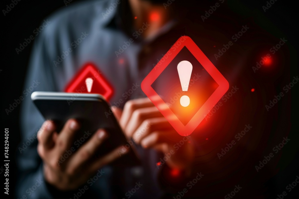 Aufkleber warning system concept. background with selective focus and copy space