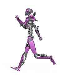 apocalypse cyborg is running in side view like a hero