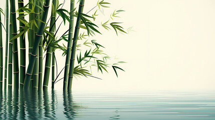 Green bamboo forest background, green bamboo swaying in the wind