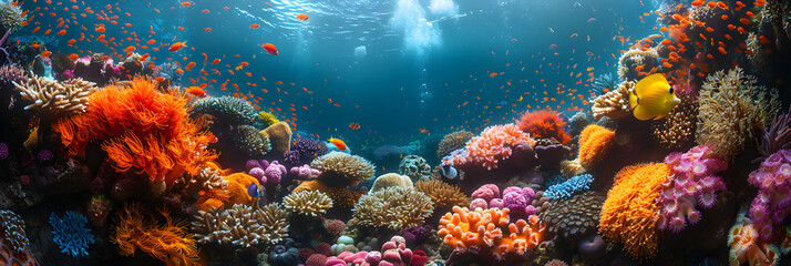 Fototapeta na wymiar fish in aquarium Tropical Coral Reef, Colorful undersea coral reefs with tiny little fishes 