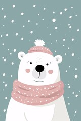 Illustration of a cute white polar bear