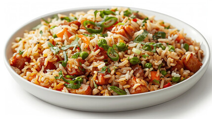 Spicy Vegetarian Fried Rice in a White Bowl