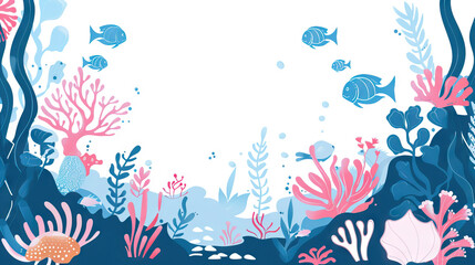 Fototapeta na wymiar Underwater Adventure Banner: Underwater Scene Banner for Kids' Events. Isolated Premium Vector. White Background
