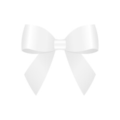 White Bow Ribbon. Vector Illustration Isolated on White Background. 