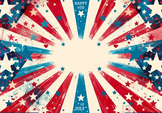 HAPPY 4TH OF JULY the 4th of July holiday banner with stars and red white and blue Generative AI