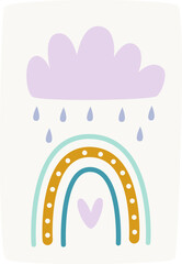 Cloud And Rainbow Childish Sticker