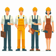 Obraz na płótnie Canvas Vector set of factory workers with a simple and minimalist flat design style