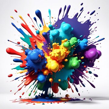 Bright explosion of colors on a white background