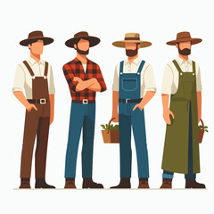Vector set of farmer people with a simple and minimalist flat design style