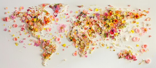 world map made with flowers