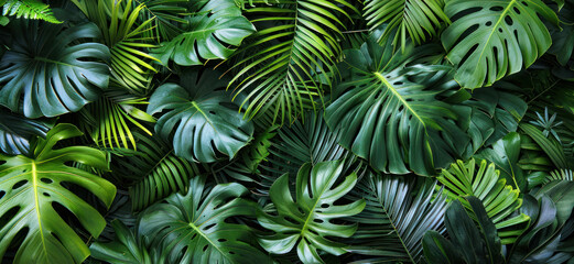 a shot of lots of tropical leaves