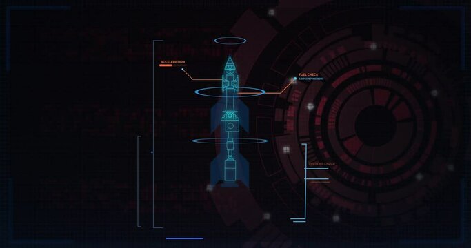 Animation of scope scanning and data processing over spaceship model