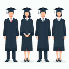 Vector set of graduation people with a simple and minimalist flat design style