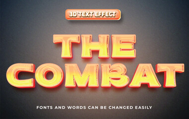 The combat action 3d editable text effect
