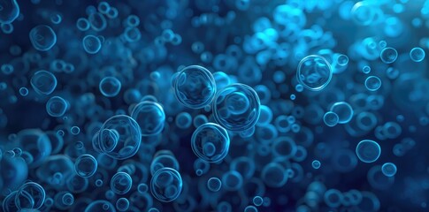 Ethereal Blue Bubbles: Abstract, Light, Glow, Circles, Depth