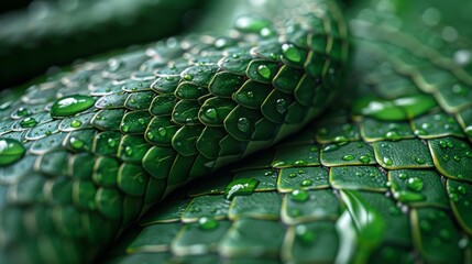The snake skin is green - obrazy, fototapety, plakaty
