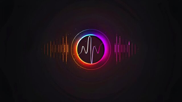 Seamless digital music equalizer audio waves,  circles and wavy lines flash; is perfect for background projects; 4k virtual video animation.