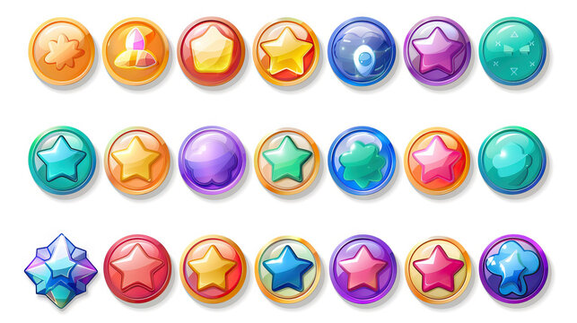 Colorful Reward Badge Display: Display for Earning and Showing Badges. Isolated Premium Vector. White Background