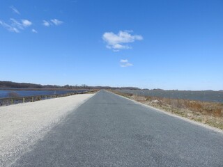 Scenic wildlife drive within the Bombay Hook National Wildlife Refuge, Kent County, Delaware.