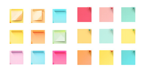 set of some colorful sticky notes used for study  PNG 