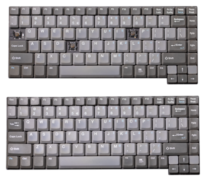 Keyboard removed from a laptop computer on an isolated background.