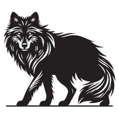 Vintage Retro Styled Vector Wolf Silhouette Black and White - illustration

