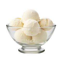 vanilla ice cream in a bowl isolated on transparent or white background, png