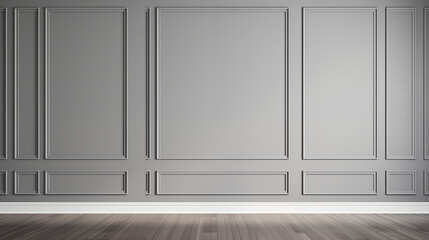 Stylowa minimalistyczna ściana z szarą lamperią i lampami. Nowoczesny wystrój domu. Projektowanie wnętrz. Szablon. Tło