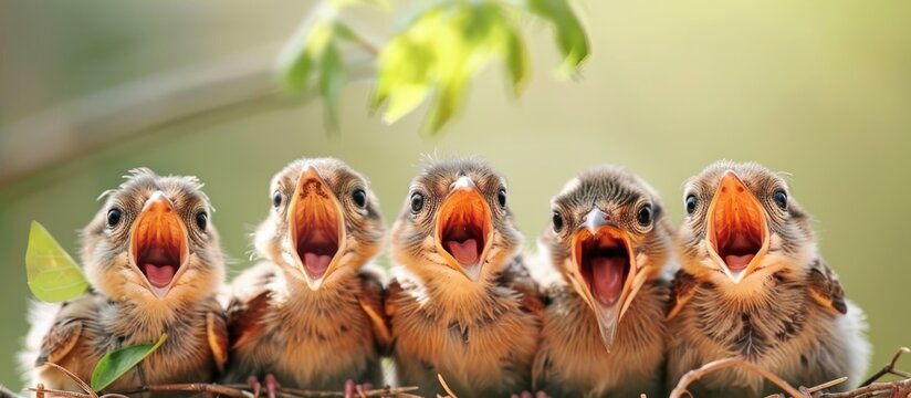 baby birds with mouths open begging for food