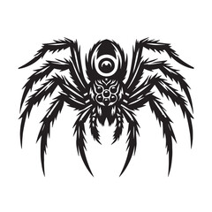 Vintage Retro Styled Vector Wolf spider Silhouette Black and White - illustration

