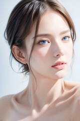 Gorgeous Young Female Model - Fashion or Cosmetics Model - Beauty with Perfect Fine Features - Beautiful Smooth Hair