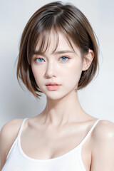 Gorgeous Young Female Model - Fashion or Cosmetics Model - Beauty with Perfect Fine Features - Beautiful Smooth Hair