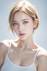 Gorgeous Young Female Model - Fashion or Cosmetics Model - Beauty with Perfect Fine Features - Beautiful Smooth Hair