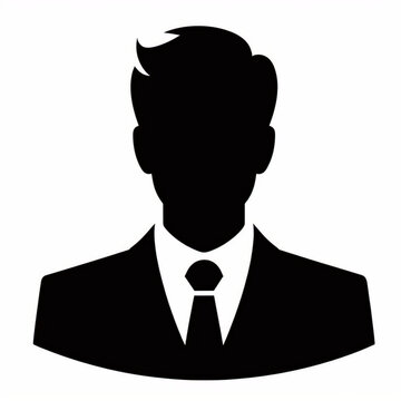 Silueta de hombre de negocios en un icono de fondo blanco que puede usarse como avatar o imagen de perfil