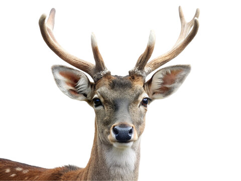 Portrait of a deer. Isolated on a transparent background.