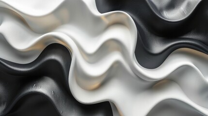 Obraz premium Black and White Wavy Optical Illusion Wallpaper Generative AI