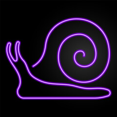 snail neon sign, modern glowing banner design, colorful modern design trend on black background. Vector illustration.